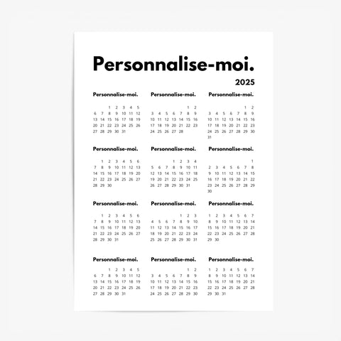 Affiche Calendrier Personnalisable 2025