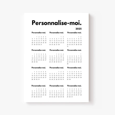 Affiche Calendrier Personnalisable 2025