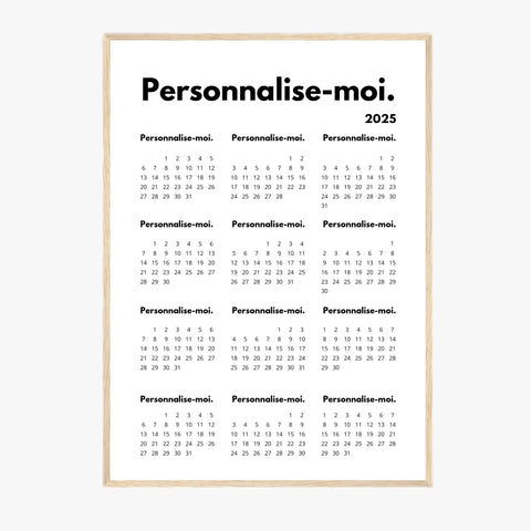Affiche Calendrier Personnalisable 2025