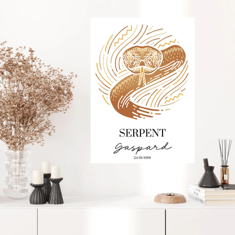 Tableau Personnalisé Signe Astrologique Amérindien Serpent