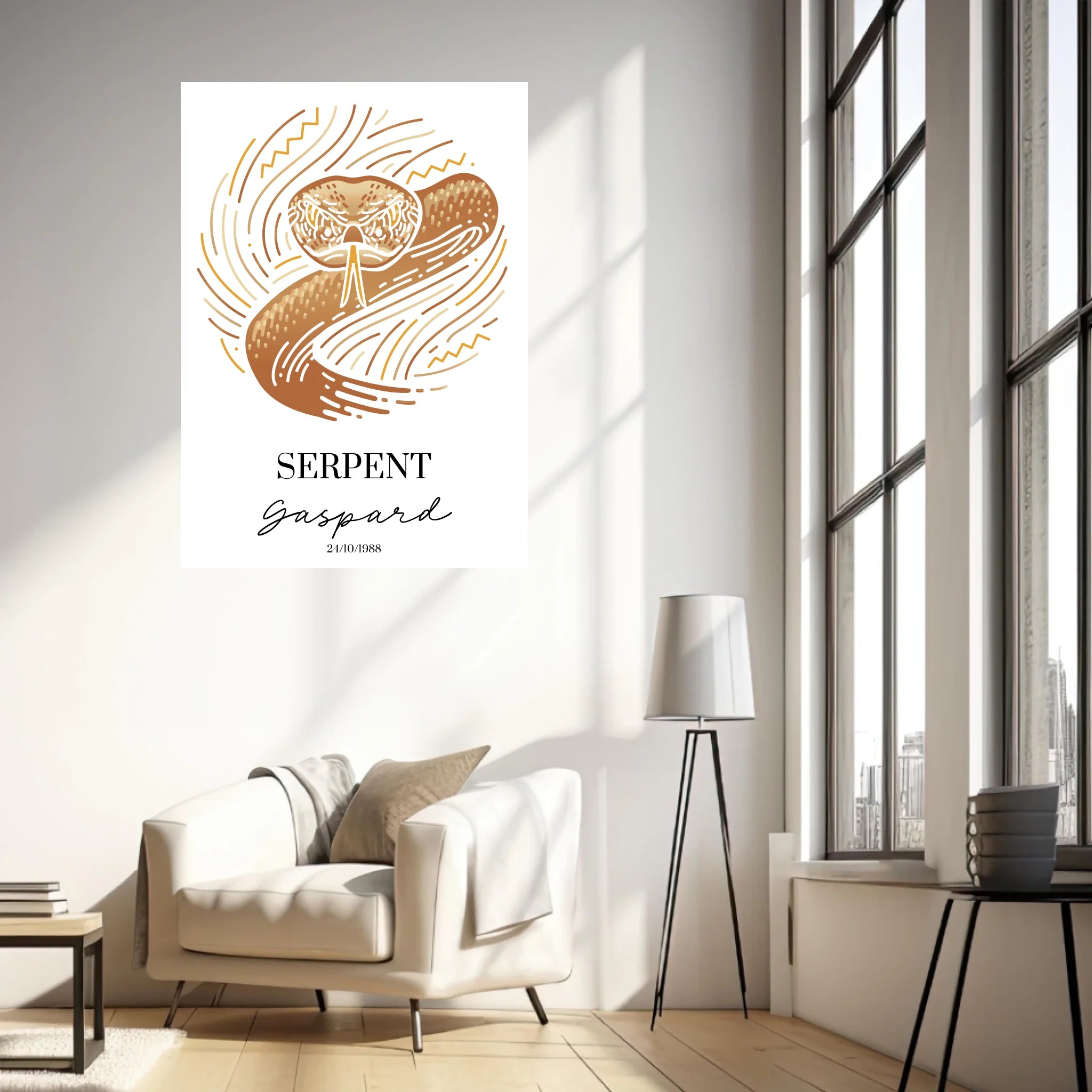 Tableau Personnalisé Signe Astrologique Amérindien Serpent