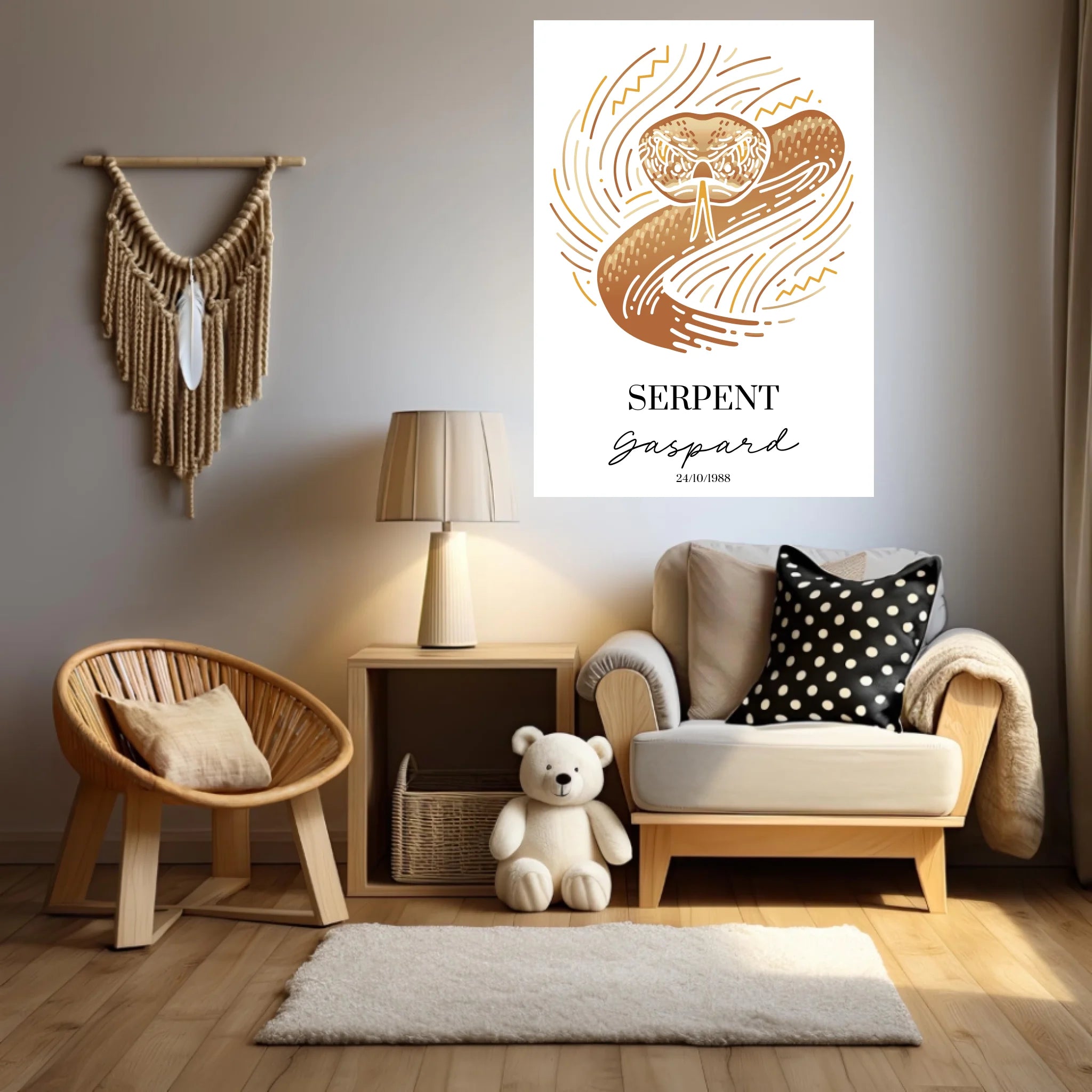 Tableau Personnalisé Signe Astrologique Amérindien Serpent