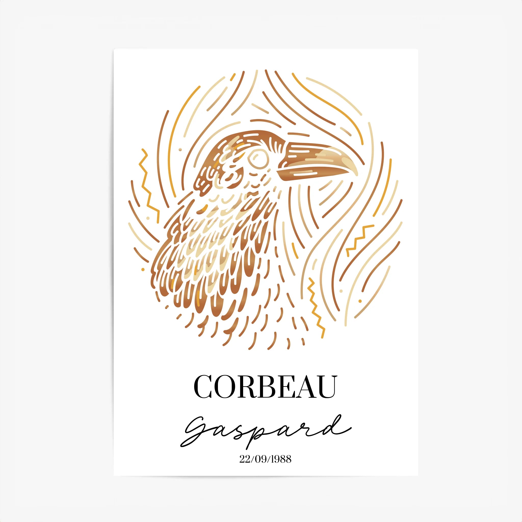 Tableau Personnalisé Signe Astrologique Amérindien Corbeau