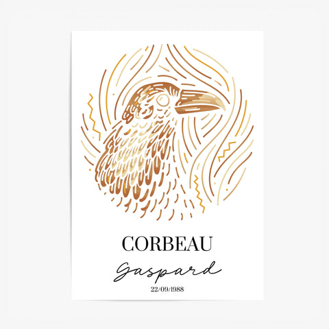 Tableau Personnalisé Signe Astrologique Amérindien Corbeau