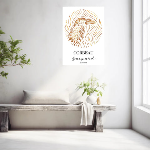 Tableau Personnalisé Signe Astrologique Amérindien Corbeau