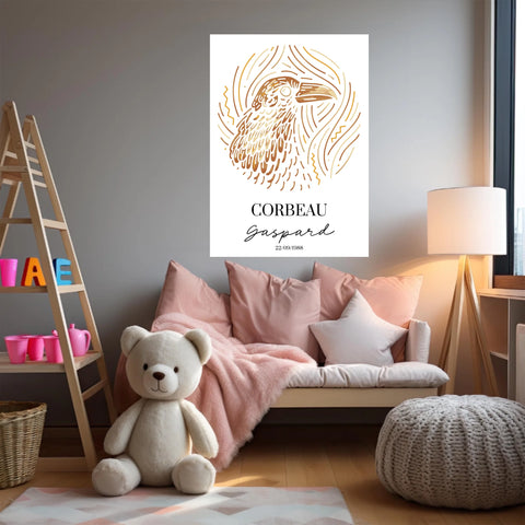 Tableau Personnalisé Signe Astrologique Amérindien Corbeau