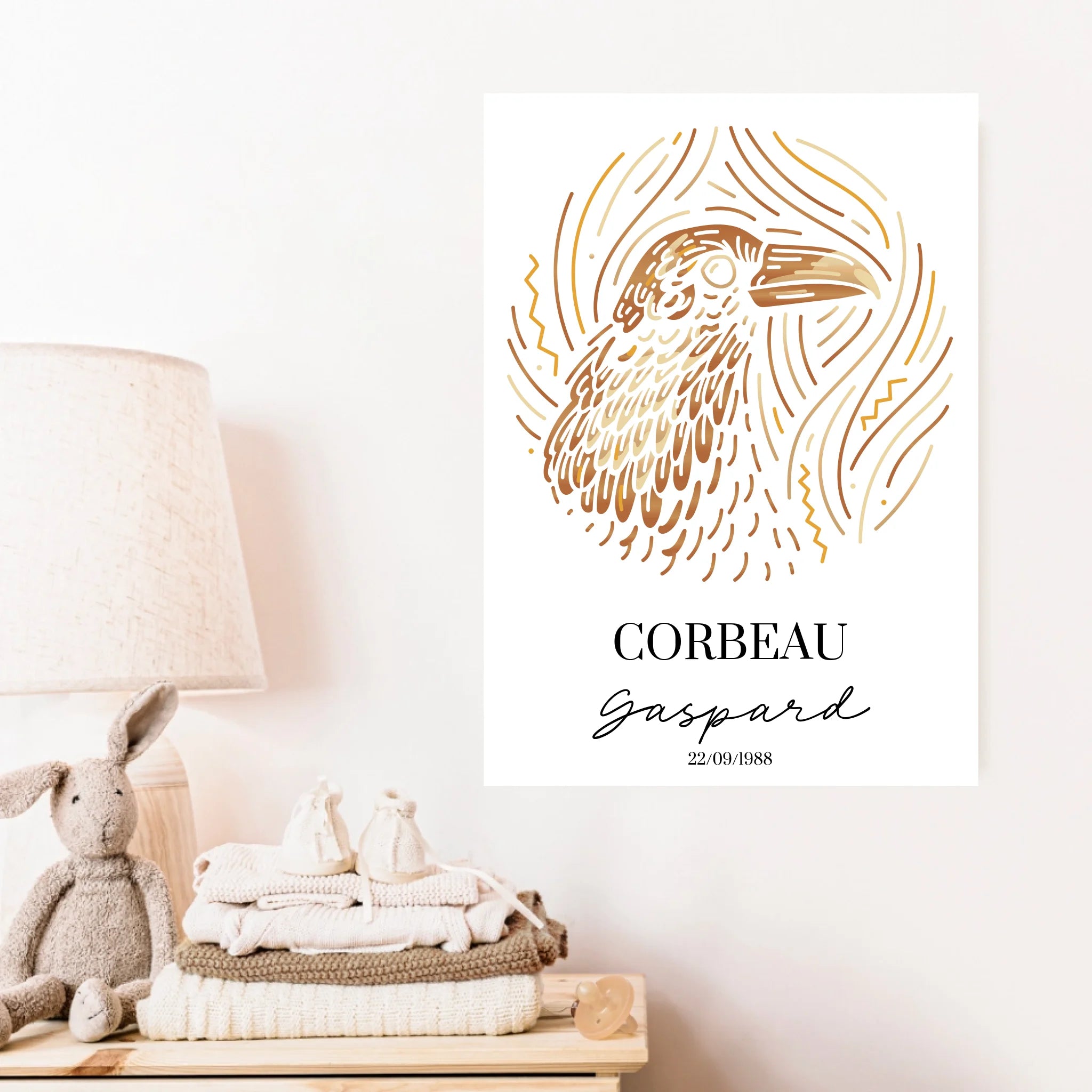 Tableau Personnalisé Signe Astrologique Amérindien Corbeau