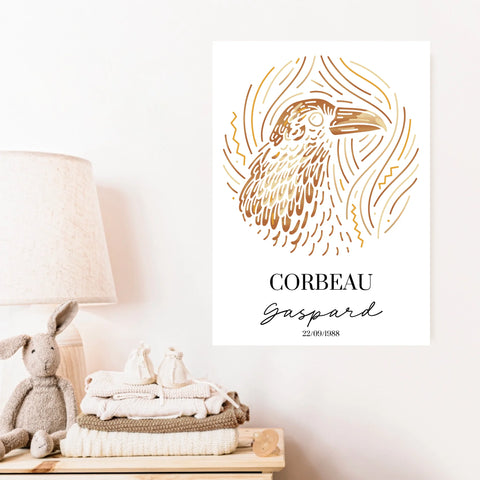 Tableau Personnalisé Signe Astrologique Amérindien Corbeau