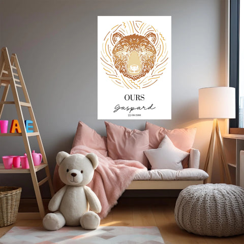Tableau Personnalisé Signe Astrologique Amérindien Ours