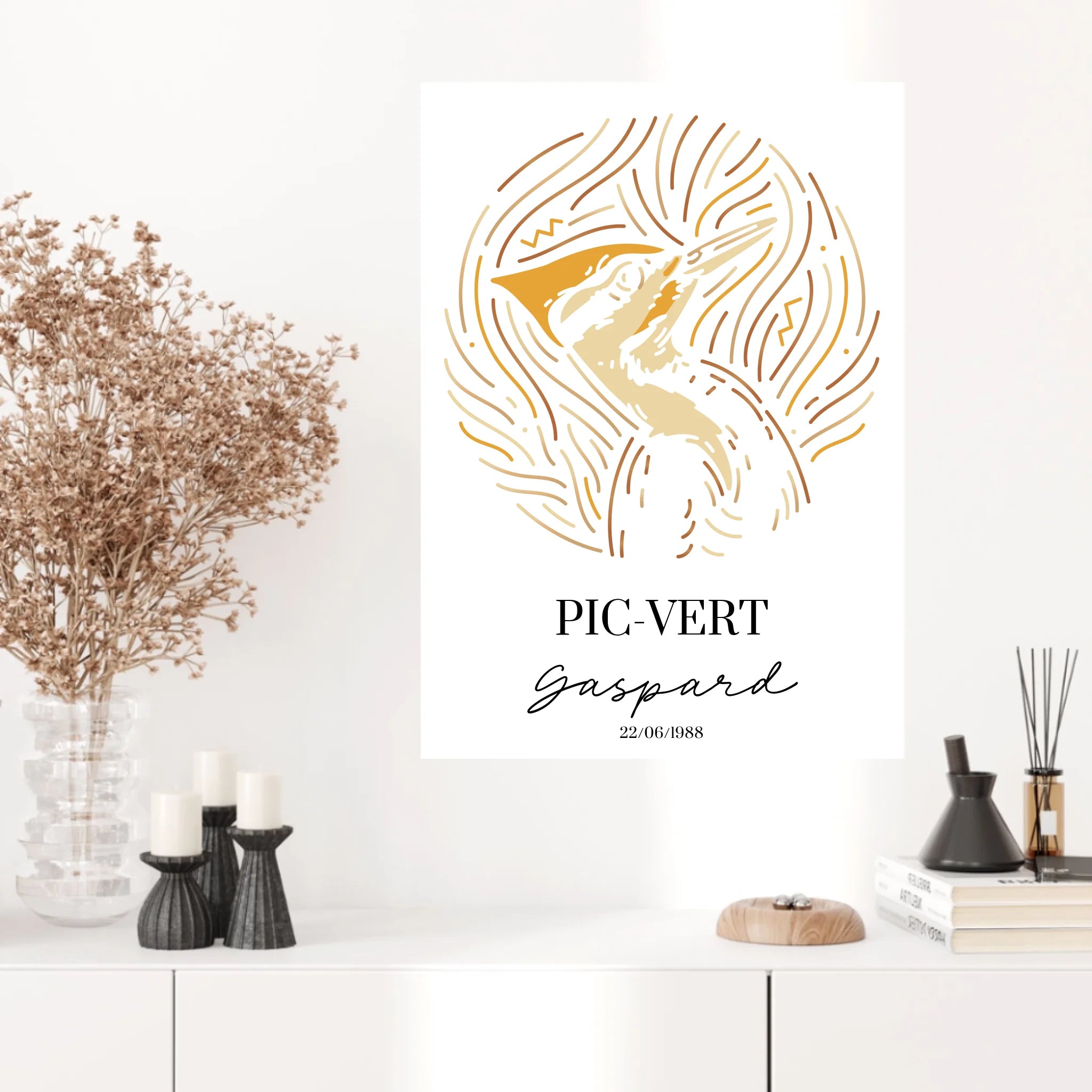 Tableau Personnalisé Signe Astrologique  Amérindien Pic Vert