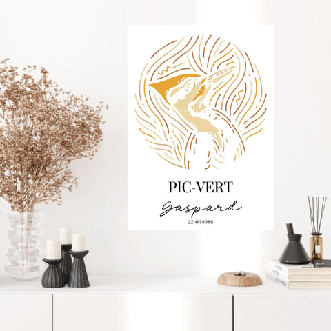 Tableau Personnalisé Signe Astrologique  Amérindien Pic Vert