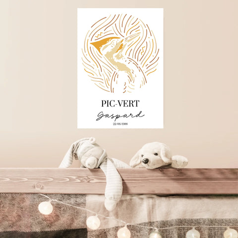 Tableau Personnalisé Signe Astrologique  Amérindien Pic Vert