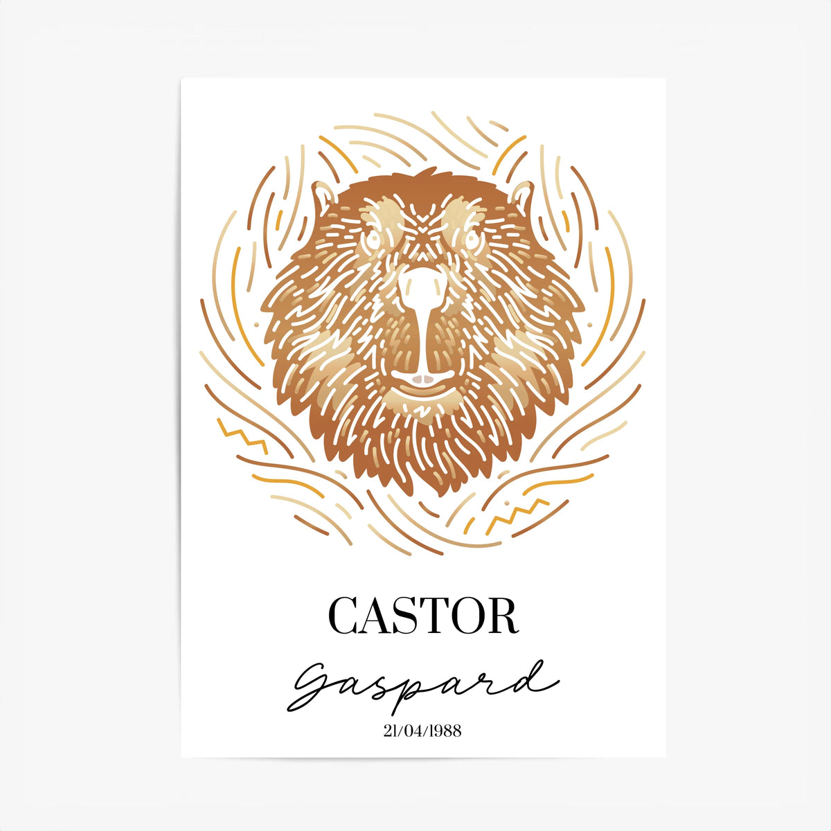 Tableau Personnalisé Signe Astrologique Amérindien Castor