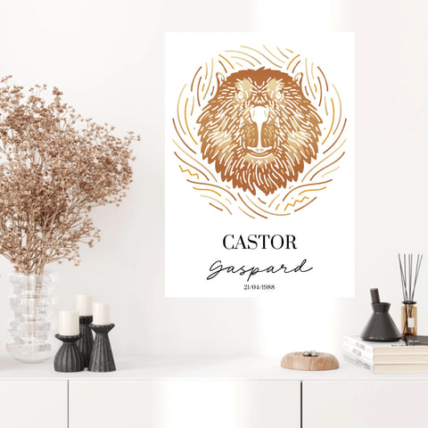 Tableau Personnalisé Signe Astrologique Amérindien Castor