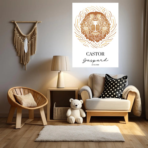 Tableau Personnalisé Signe Astrologique Amérindien Castor