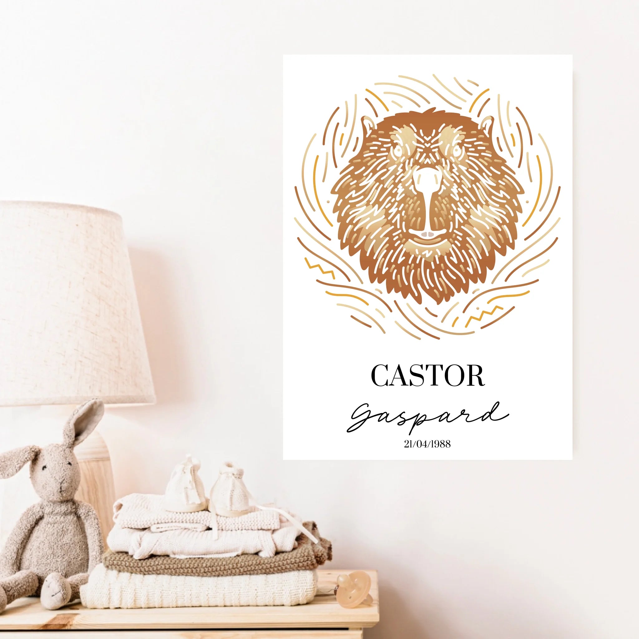 Tableau Personnalisé Signe Astrologique Amérindien Castor