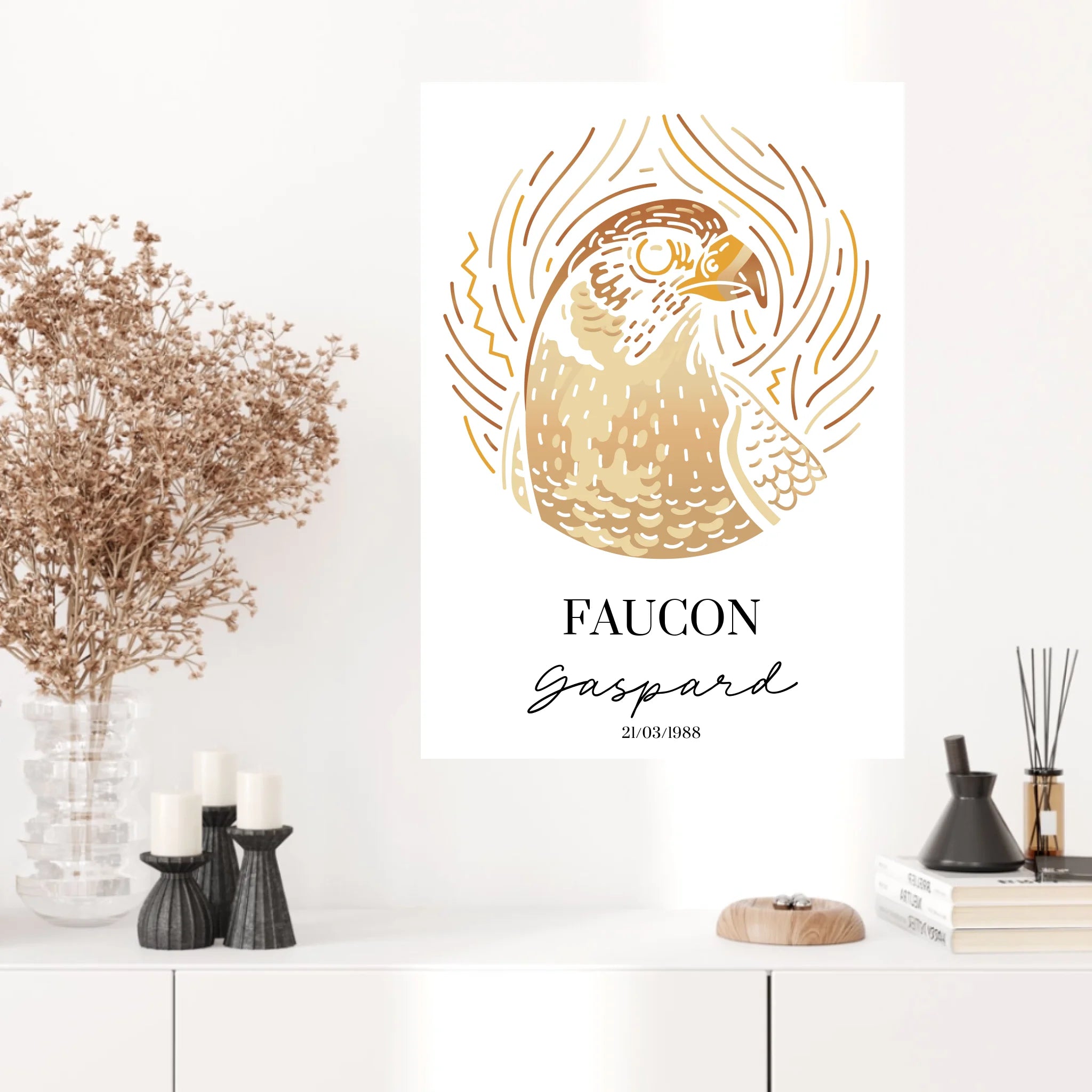 Tableau Personnalisé Signe Astrologique Amérindien faucon