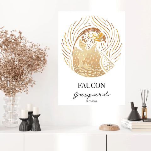 Tableau Personnalisé Signe Astrologique Amérindien faucon