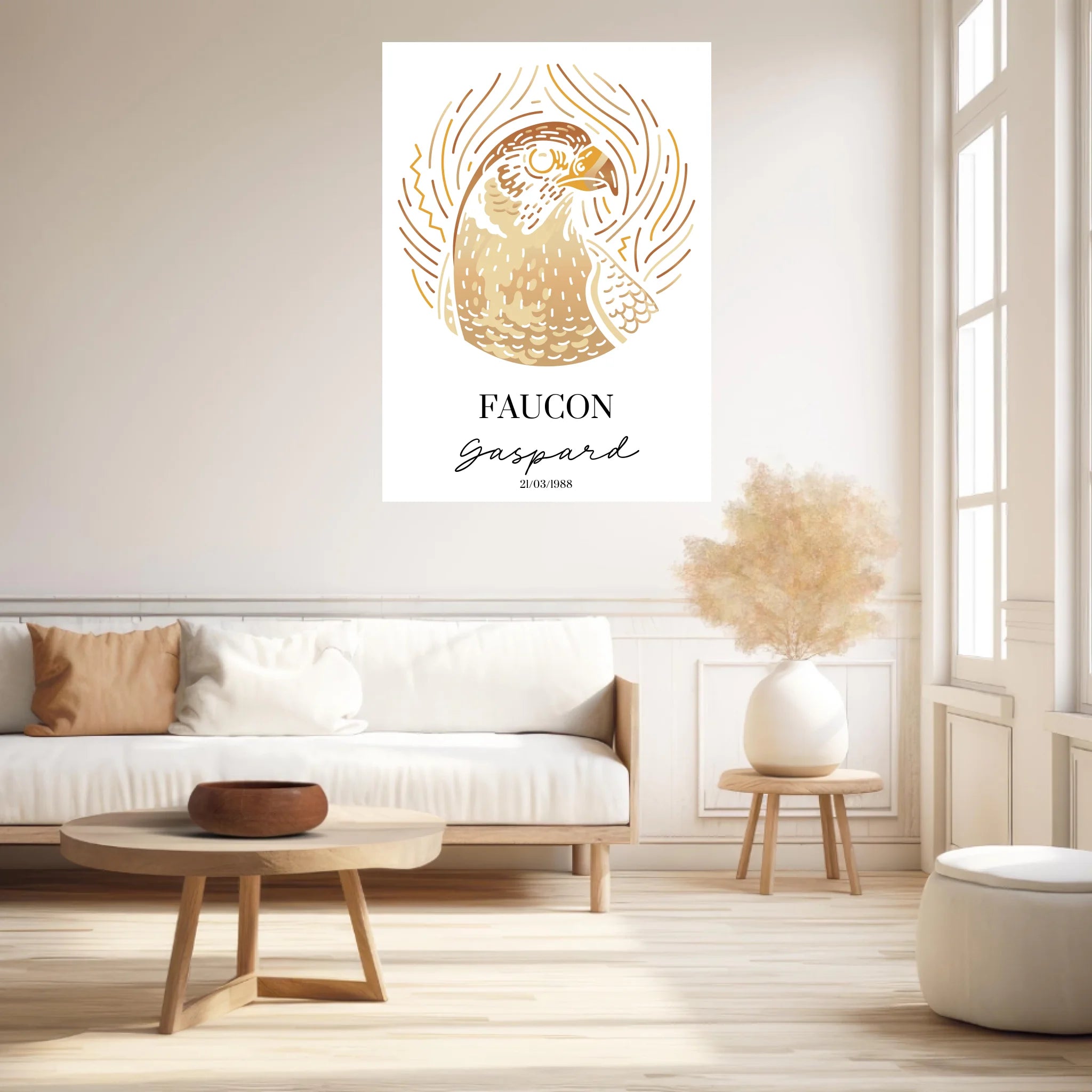 Tableau Personnalisé Signe Astrologique Amérindien faucon