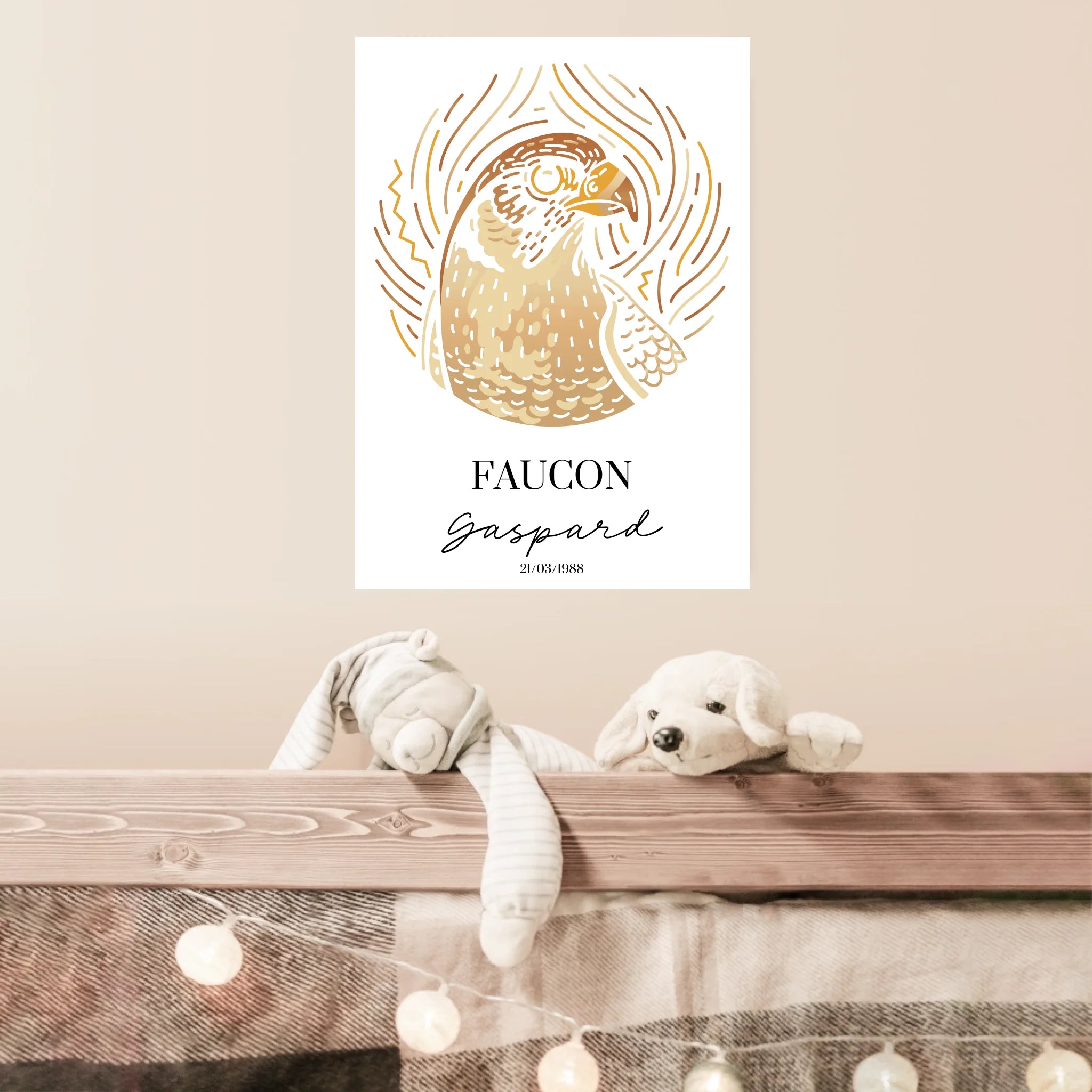 Tableau Personnalisé Signe Astrologique Amérindien faucon