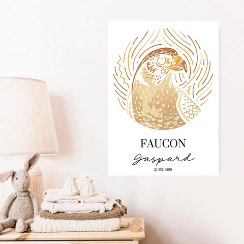 Tableau Personnalisé Signe Astrologique Amérindien faucon