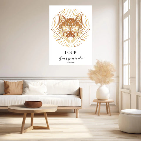 Tableau Personnalisé Signe Astrologique Amérindien Loup