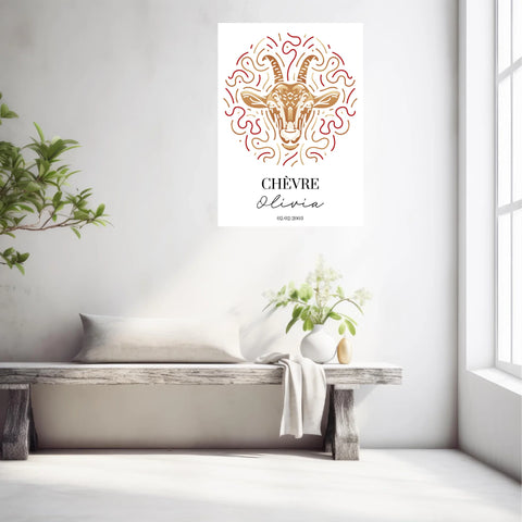 Tableau Personnalisé Signe Astrologique Chinois Chèvre