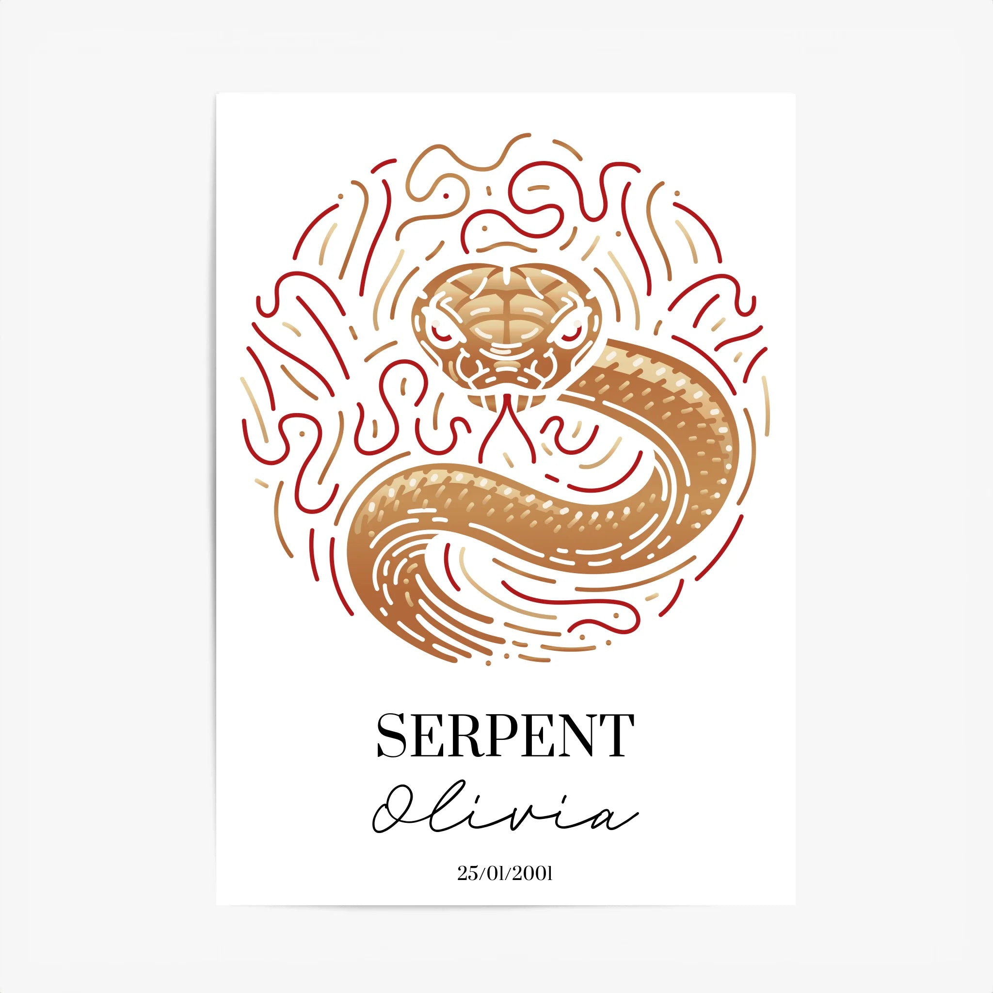 Tableau Personnalisé Signe Astrologique Chinois Serpent