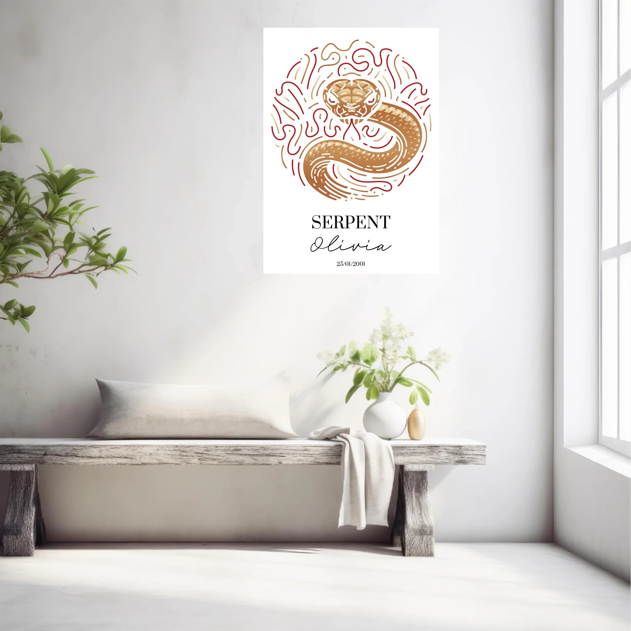 Tableau Personnalisé Signe Astrologique Chinois Serpent