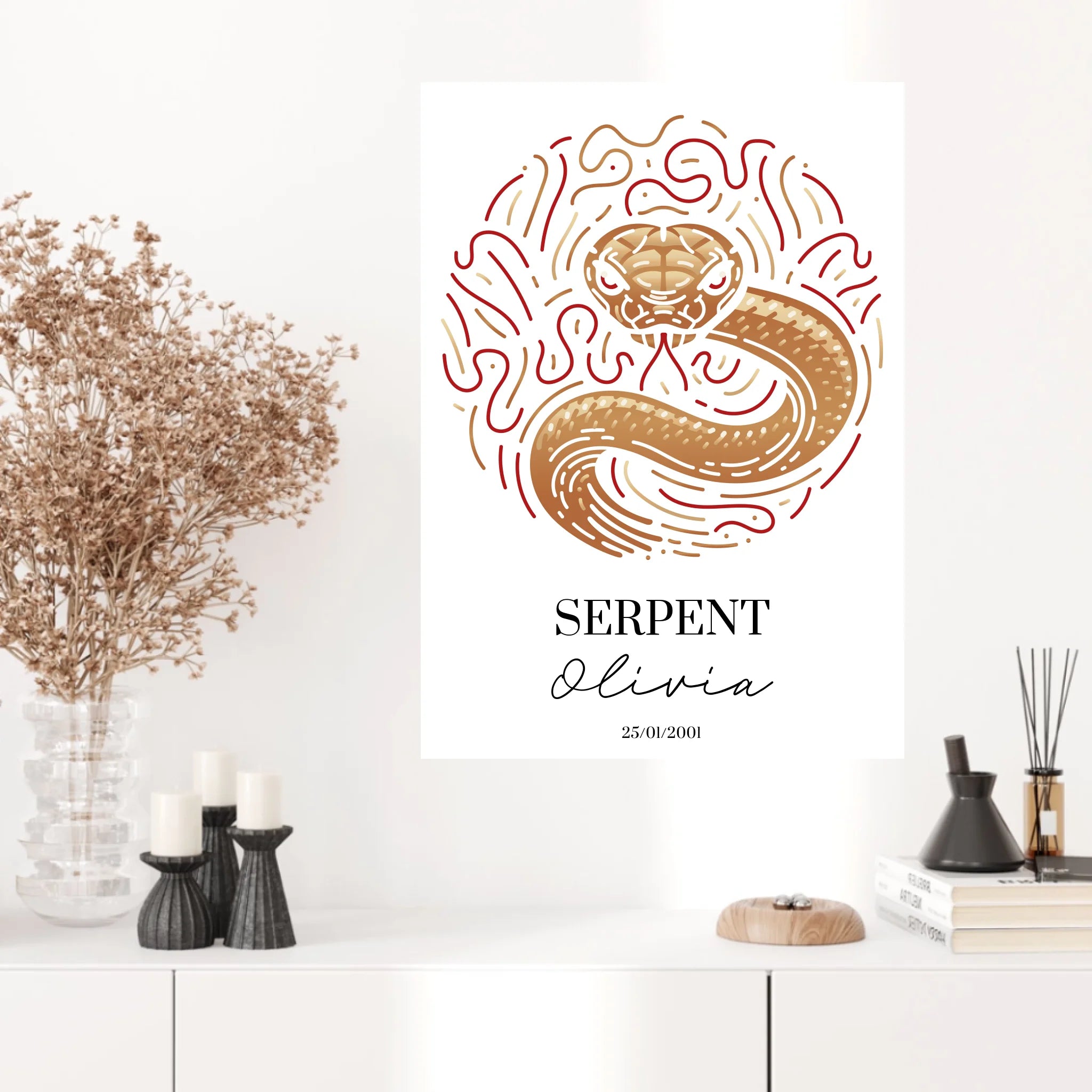 Tableau Personnalisé Signe Astrologique Chinois Serpent
