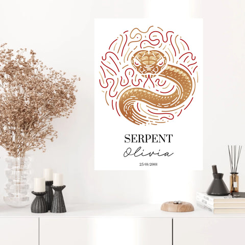 Tableau Personnalisé Signe Astrologique Chinois Serpent