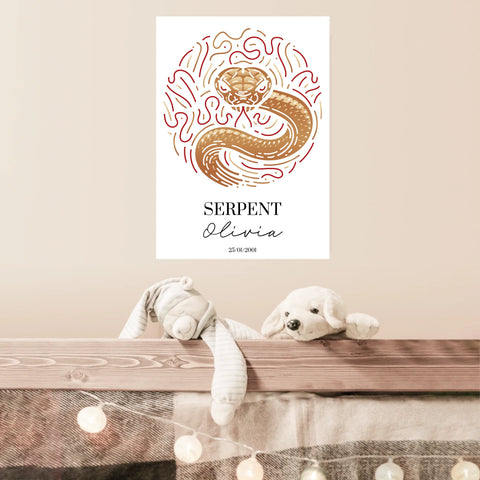 Tableau Personnalisé Signe Astrologique Chinois Serpent