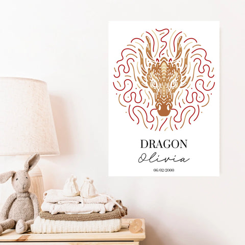 Tableau Personnalisé Signe Astrologique Chinois Dragon