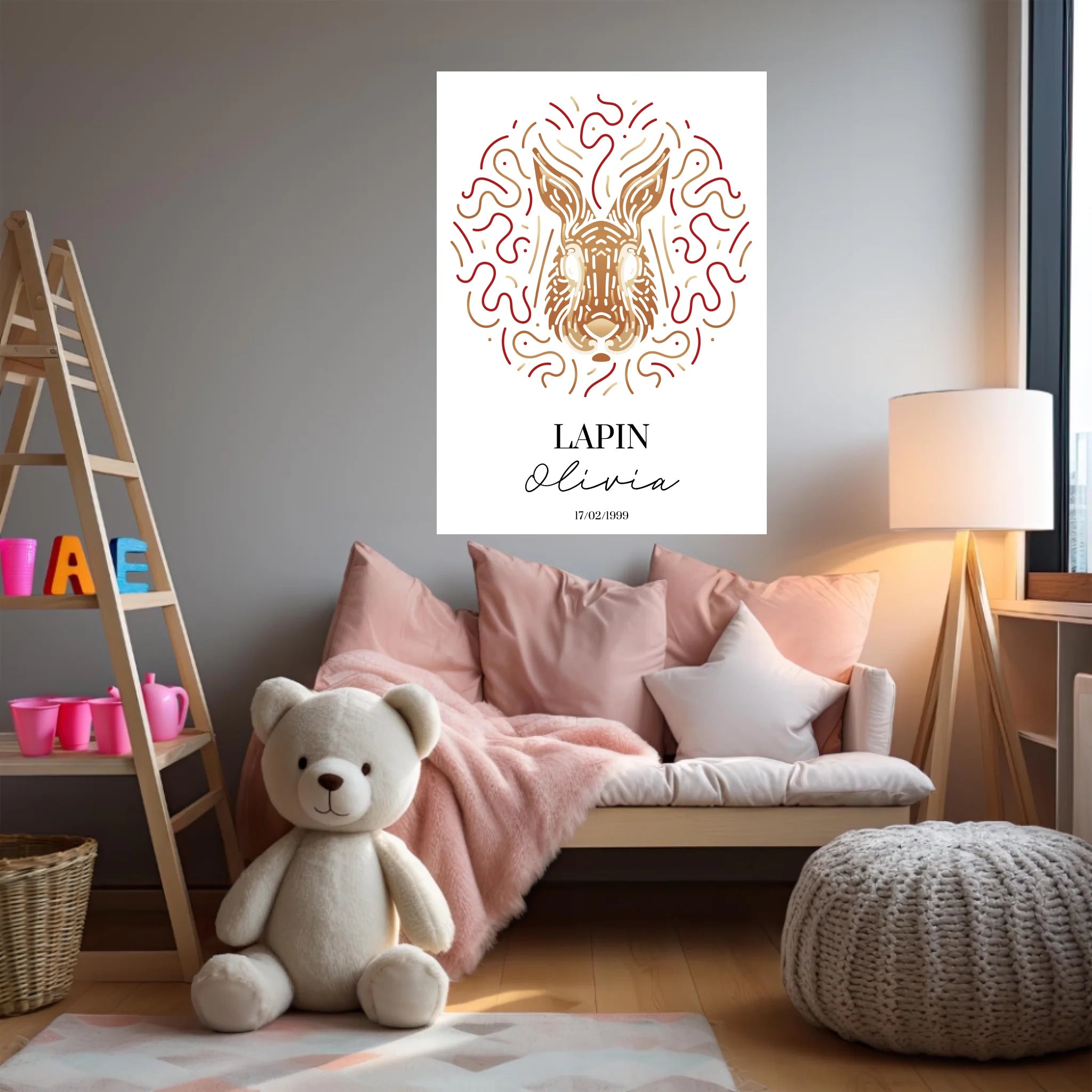 Tableau Personnalisé Signe Astrologique Chinois Lapin