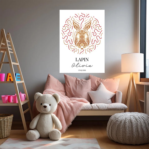 Tableau Personnalisé Signe Astrologique Chinois Lapin