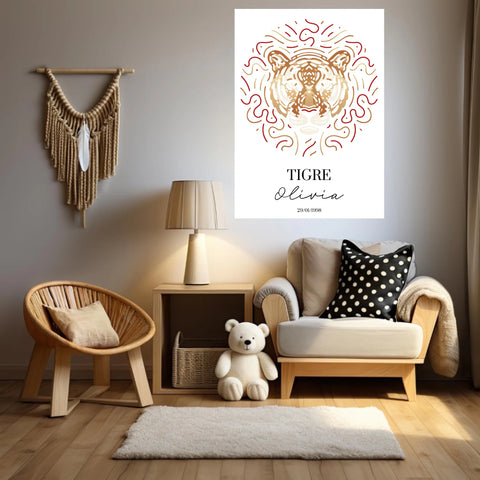 Tableau Personnalisé Signe Astrologique Chinois Tigre