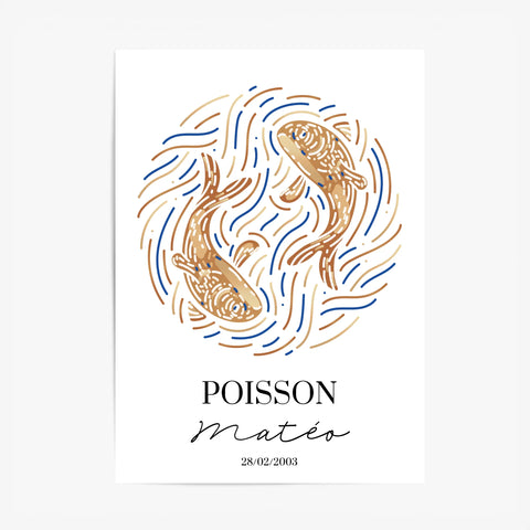 Tableau Personnalisé signe astrologique Poisson