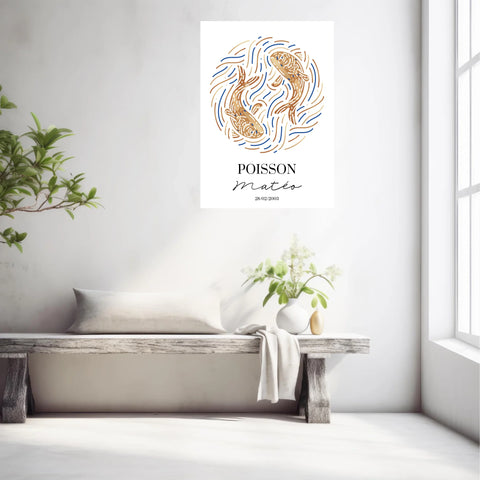 Tableau Personnalisé signe astrologique Poisson