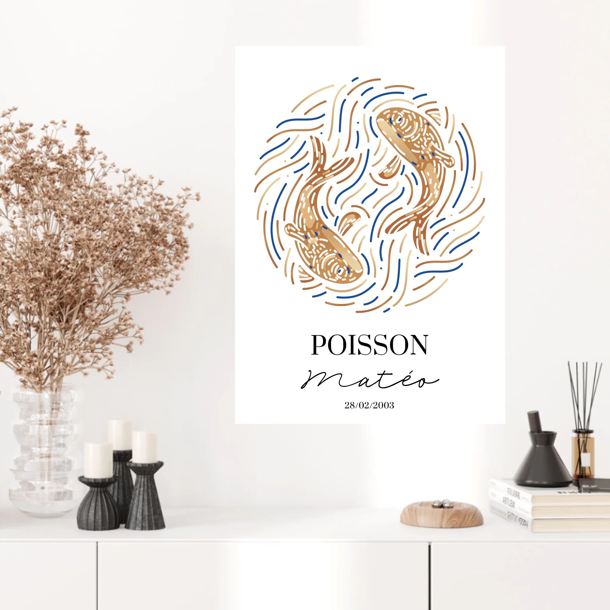 Tableau Personnalisé signe astrologique Poisson
