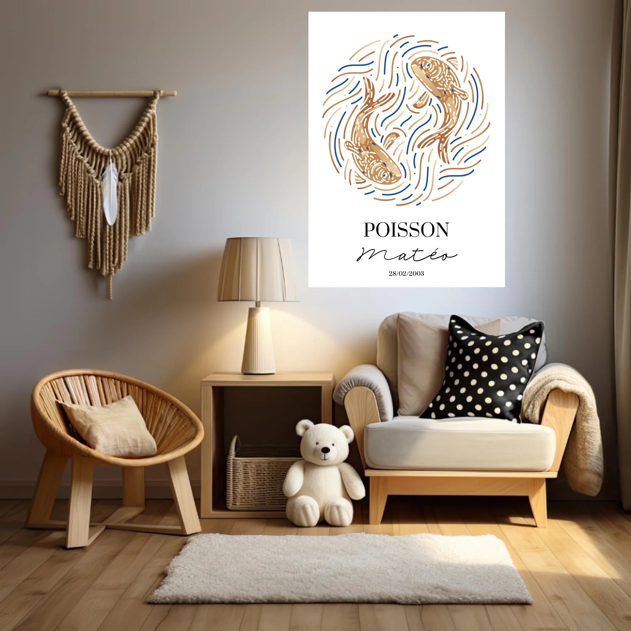 Tableau Personnalisé signe astrologique Poisson