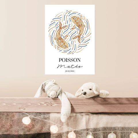 Tableau Personnalisé signe astrologique Poisson
