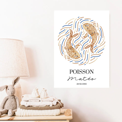 Tableau Personnalisé signe astrologique Poisson