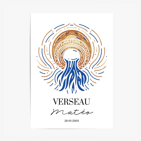 Tableau Personnalisé Signe Astrologique Verseau