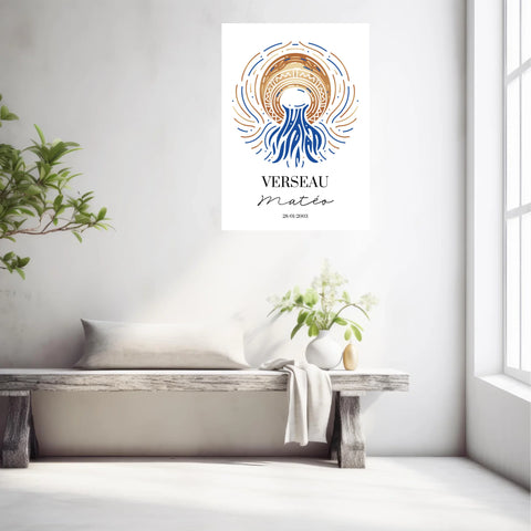 Tableau Personnalisé Signe Astrologique Verseau