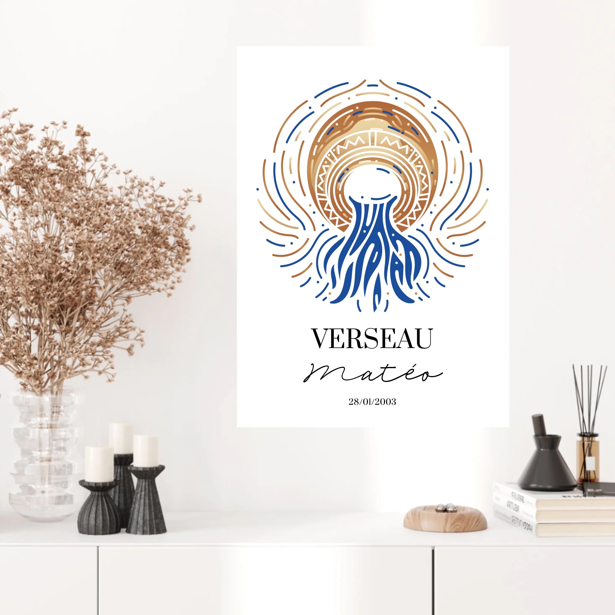 Tableau Personnalisé Signe Astrologique Verseau