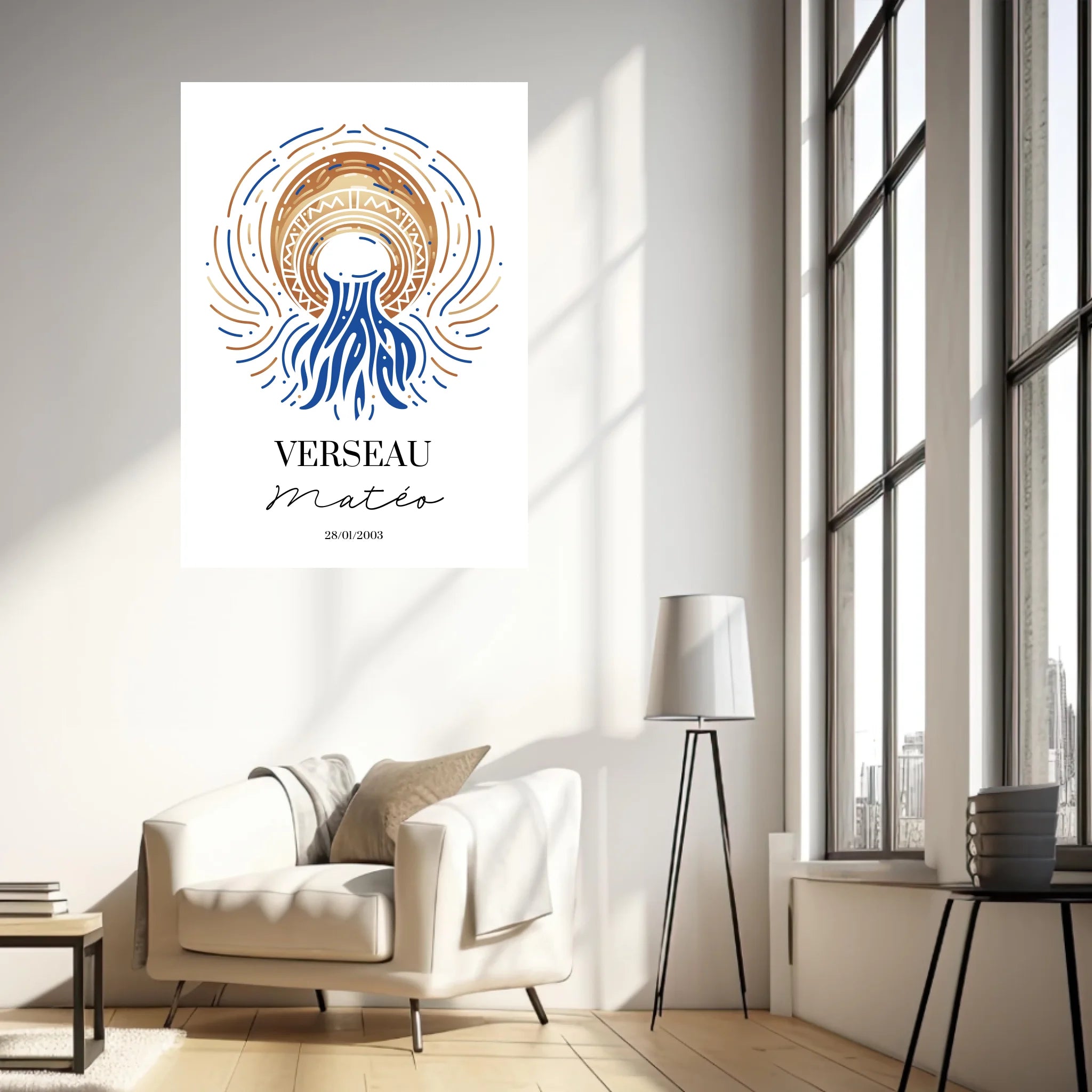 Tableau Personnalisé Signe Astrologique Verseau