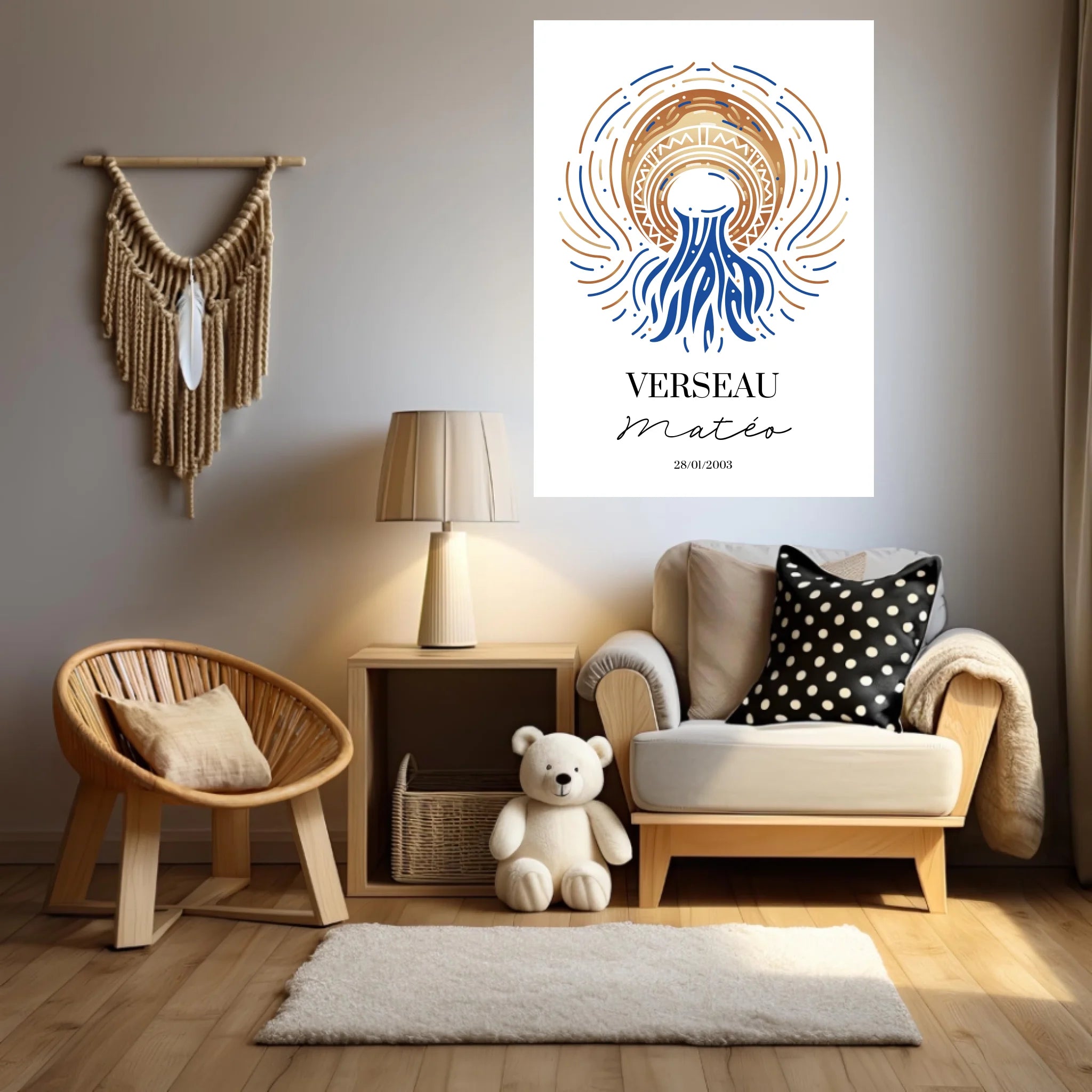 Tableau Personnalisé Signe Astrologique Verseau