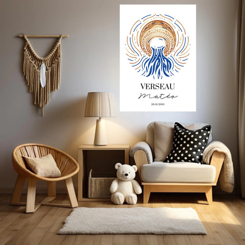Tableau Personnalisé Signe Astrologique Verseau