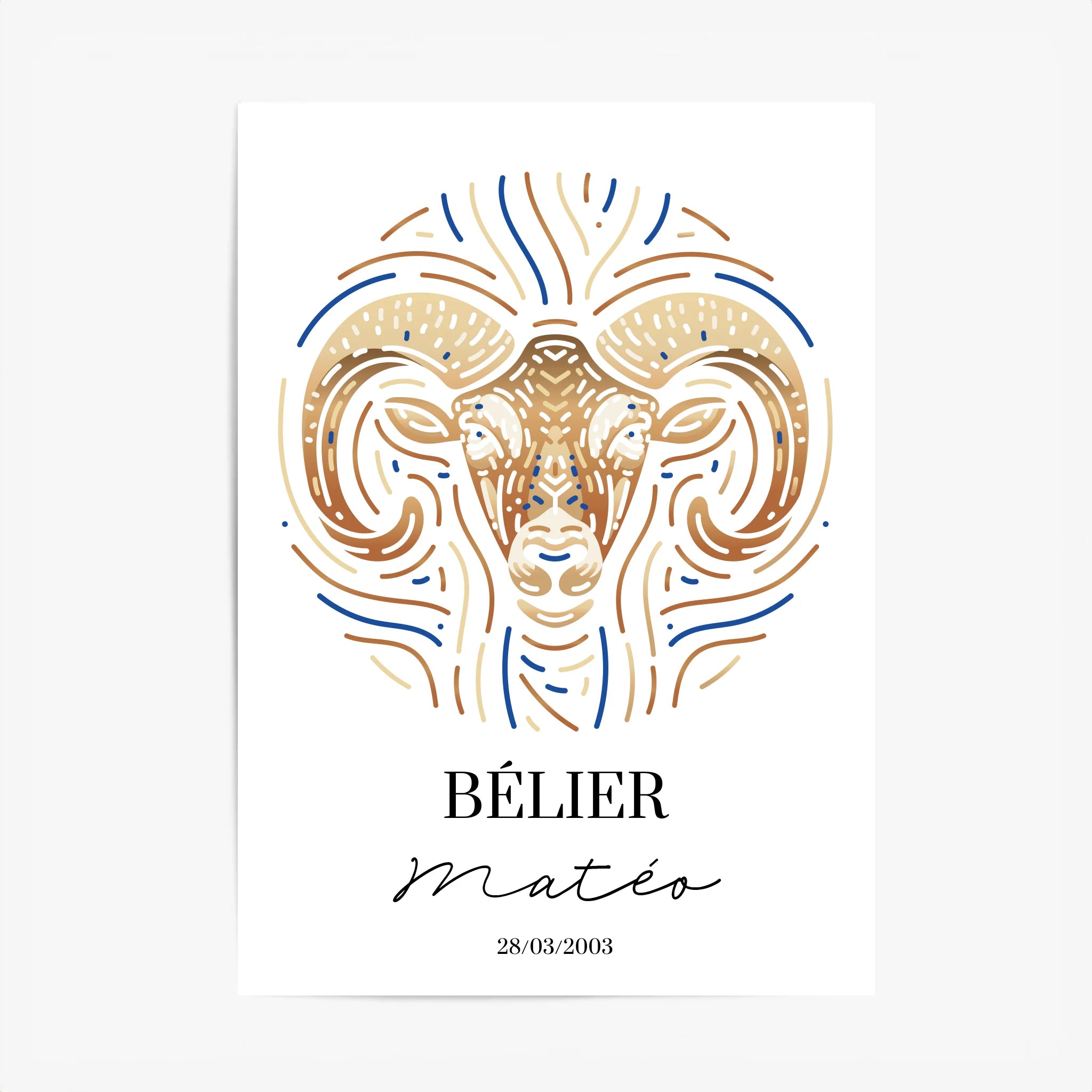 Tableau Personnalisé Signe Astrologique Bélier