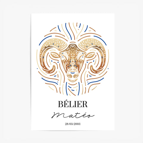 Tableau Personnalisé Signe Astrologique Bélier
